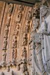 Estátuas de santos evangelistas, portal central, Catedral de León, Espanha.