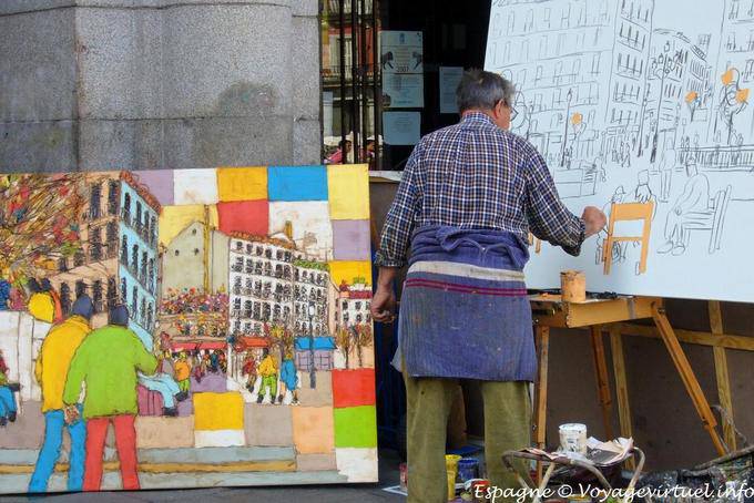 Madrid, Plaza Mayor, pintor de rua - Espanha