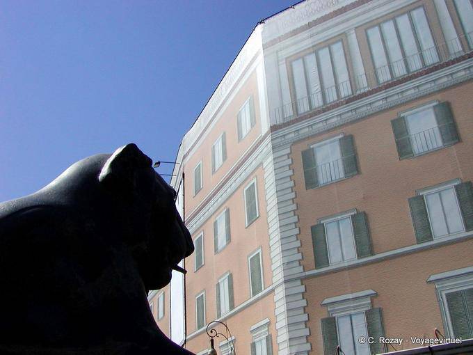 Leão egípcio basalto negro, Capitol Square, Roma - Italia