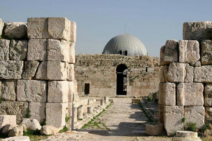 Cúpula do lobby, exterior vista, Citadel, Amman - Jordania