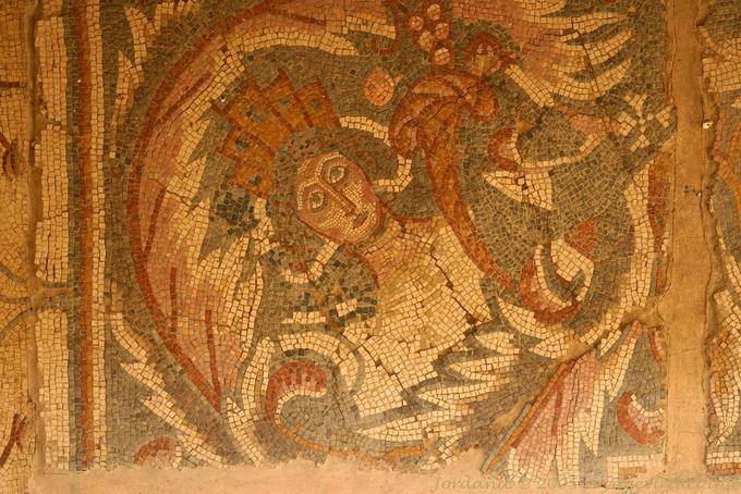 Fragmento do mosaico da sala Hippolyte, Madaba - Jordania