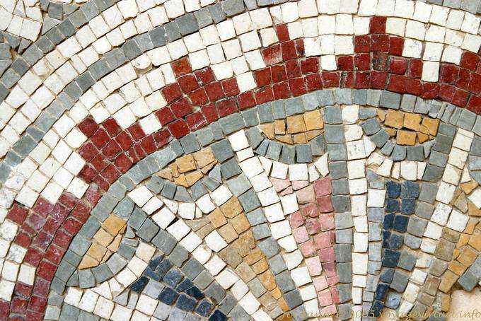 Close-up em um mosaicos policromos, Madaba - Jordania