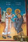 Pintura religiosa em uma parede da igreja ortodoxa grega de Bethany, Jordania.