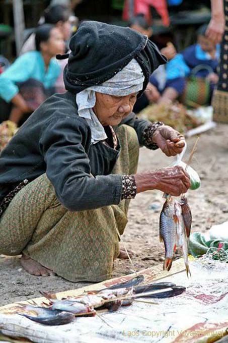 Espeto de peixe, Khong Ilha, Laos