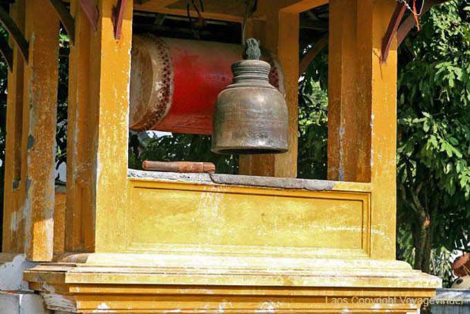 Bell e tambor, Wat Sene Soukharam, Luang Prabang, Laos