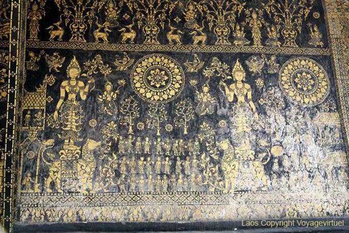 Mural em folha de ouro, Wat Xieng Thong, Luang Prabang, Laos