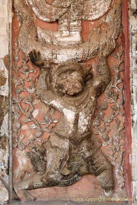Ilustração da história do príncipe Pookkharabat, Wat Si Saket, Vientiane, Laos