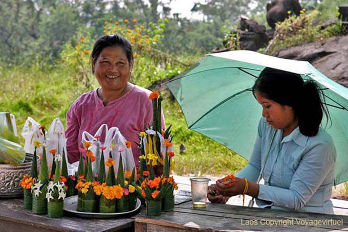 Fornecedores de ofertas, Wat Phou, Laos