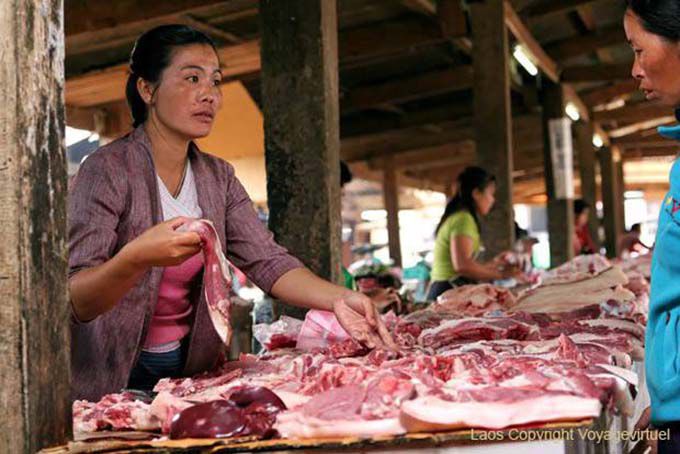 Butcher stall, Xieng Khouang, Laos