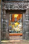 Chamaré altar com Buddha, Wat Phou, Laos.