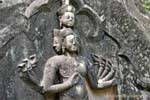 Trimurti, a trindade hindu em pedra, Vat Phou, Laos.