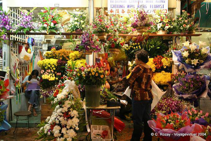 Negociante Floriculturas, Kuala Lumpur, no mercado chinês - Malaysia