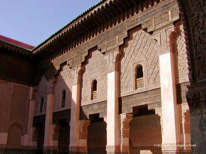 Zelliges, mármore, gesso e madeira, Ben Youssef Madrasa, Marrakech - Marrocos
