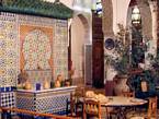 Restaurant Riad, na parte inferior da Medina, Meknes, Marrocos.
