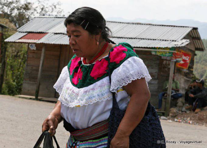 Residente em trajes tradicionais do mercado, Chiapas - México