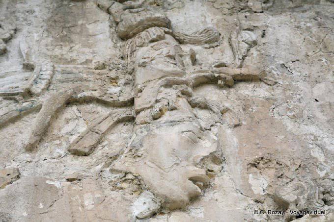 Crânio templo escultura, Templo La Cavalera, Palenque - México
