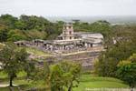 O palácio e da torre do observatório, Panorama, Palenque, México.
