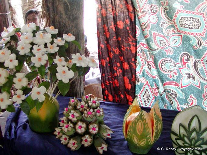 Ramos de oferendas feitas legumes, Thaung Toe, Lago Inle - Myanmar (Birmânia)