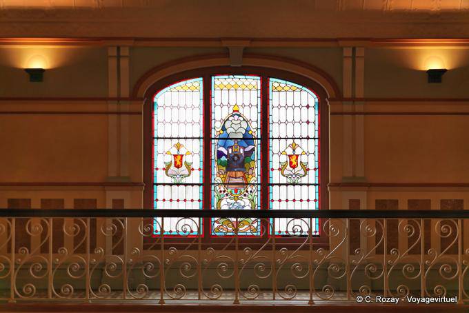 Vitral varanda interior, Estação Ferroviária Dunedin, - Nova Zelândia