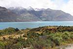 Panorama de Wye Creek, Queenstown Lake Wakatipu, Southland, Nova Zelândia.