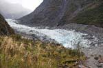 A parte da frente da geleira, Fox Glacier, Westcoast, Nova Zelândia.