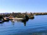 Totora Boat (tecida cana), a vida Titicaca, Peru.