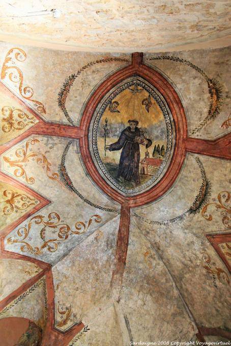 De Santa Giusta, detalhe de uma pintura, a Basílica de Santa Justa Romanica - Sardenha