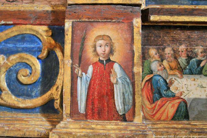 De Santa Giusta fragmento de uma pintura antiga na Basílica - Sardenha