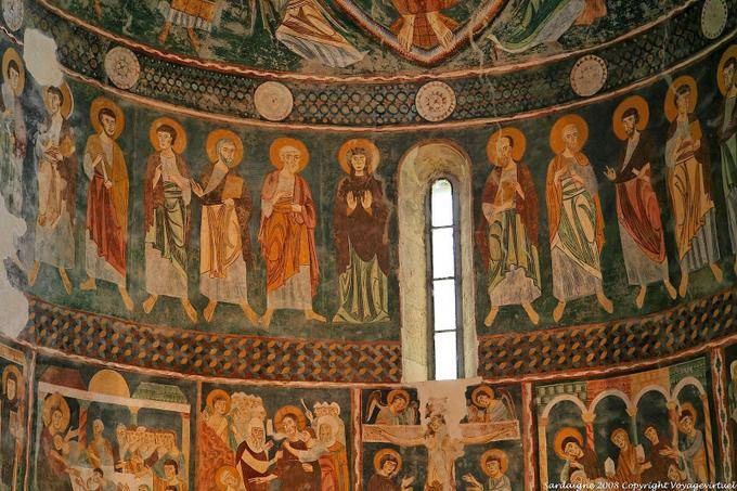 Basilica della Santissima Trinita di Saccargia, detalhes das pinturas do coro - Sardenha