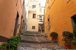 Escadas para subir, Castelsardo, Centro Storico, Sardenha.