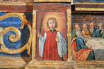 De Santa Giusta fragmento de uma pintura antiga na Basílica, Sardenha.