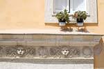 Sassari, cabeças de leão esculpidas através Decimario, Sardenha.