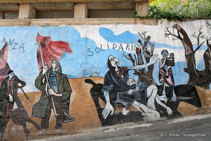 Orgosolo, Solidariedade, mural - Sardenha