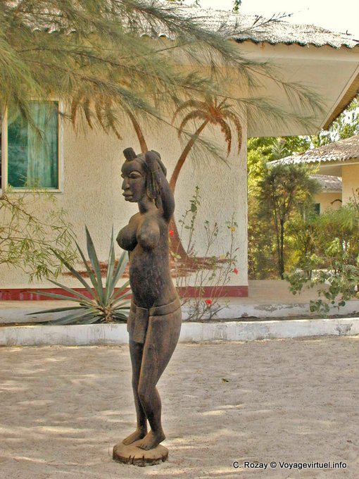 Palms mural e estátua de madeira feminino - Senegal