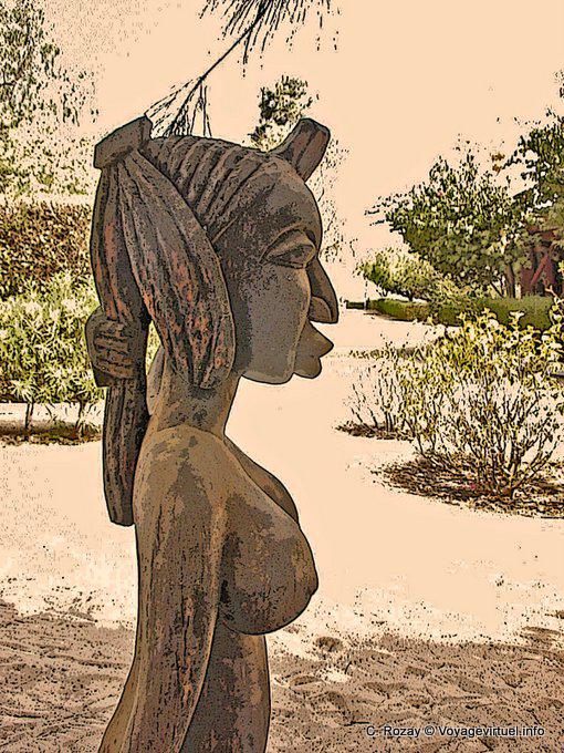 Cabeça da fêmea de madeira, escultura - Senegal