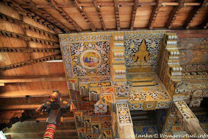 Teto e arquitetura do Templo do Dente, Dalada Maligawa, Kandy pintado - Ceilão Sri Lanca