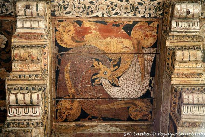Temple Main, Kandyan pintura do teto estilo, Dalada Maligawa, Kandy - Ceilão Sri Lanca