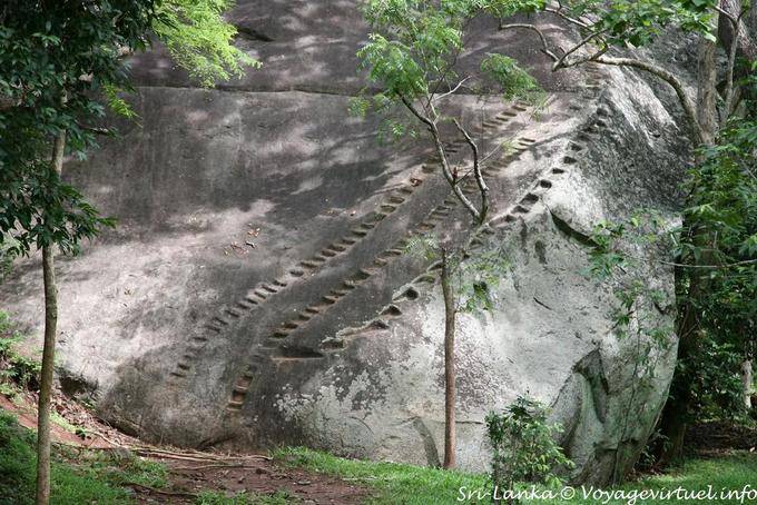 Passos cortado na rocha para o acesso à base da montanha, Sigiriya - Ceilão Sri Lanca