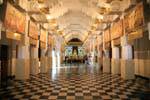 Panorama no interior do novo templo Dalada, Kandy, Ceilão Sri Lanca.