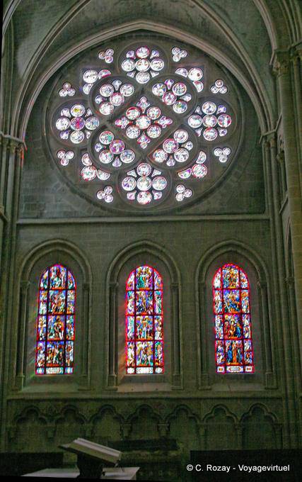 Janela de Rosa e vitrais da catedral, Lausanne - A Suíça
