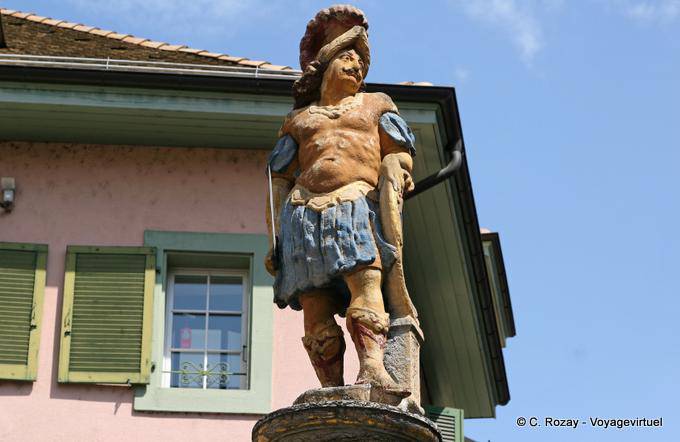 Rue St. Martin Center, estátua policromada, Vevey - A Suíça
