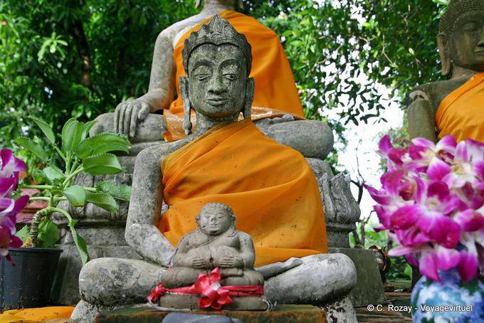 Tríptico budista, Wat Yai Chai Mongkol, Ayutthaya - Tailândia