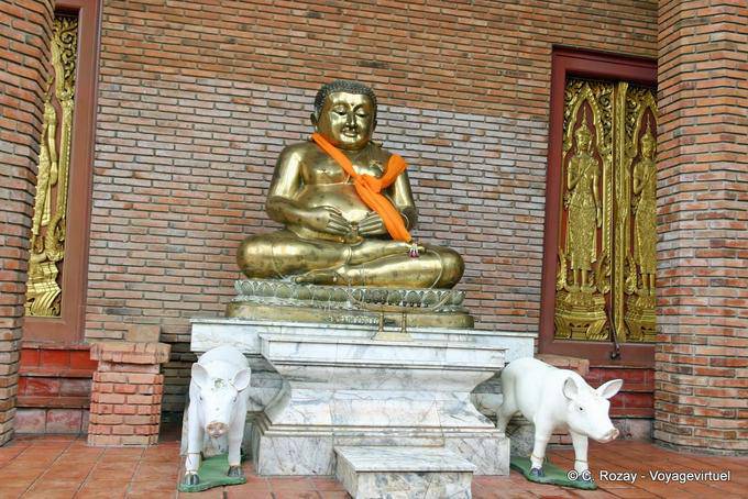 Porcos chinesas de Buddha, Wat Yai Chai Mongkol, Ayutthaya - Tailândia