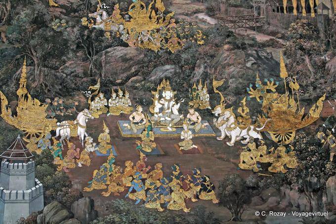 Jogo de pinturas murais, Wat Pho, Banguecoque - Tailândia