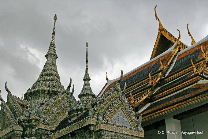 Exterior decoração rica, Wat Pho, Banguecoque - Tailândia