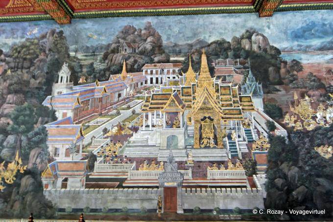 Pintura do Palácio, Wat Phra Kaew, Banguecoque - Tailândia