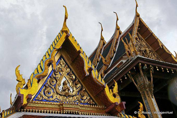 Telhados deco, Wat Phra Kaew, Banguecoque - Tailândia