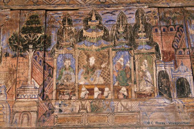 Mural de uma vida anterior do Buddha, Wat Phra Isso Lampang Luang - Tailândia