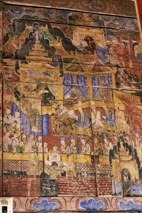 representação de um antigo conto Jataka, Wat Phra Isso Lampang Luang - Tailândia