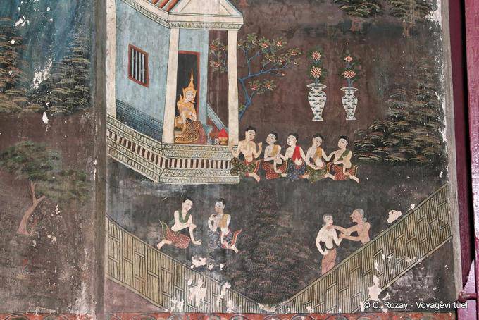 Antiga Mural, Wat Ratburana, Phitsanulok - Tailândia